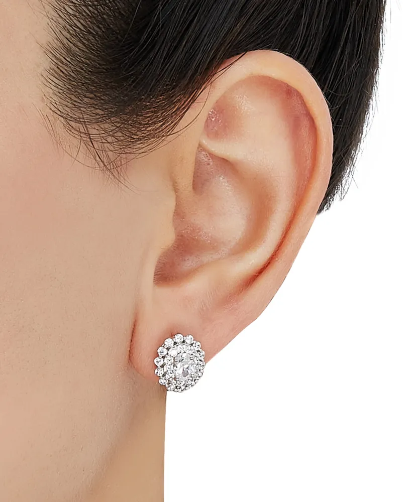 Grown With Love Lab Grown Diamond Oval Halo Stud Earrings (1-1/2 ct. t.w.) in 14k White Gold