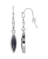 2028 Blue Navette Wire Earring