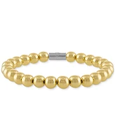 Esquire Men's Jewelry Polished Bead Stretch Bracelet in Sterling Silver & 14k Gold-Plate, Created for Macy's