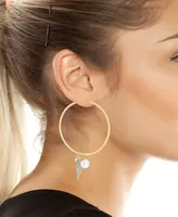 Steve Madden Lightning Bolt Charm Hoop Earrings