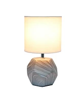 Simple Designs Round Prism Mini Table Lamp with Fabric Shade