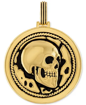 Esquire Men's Jewelry Skull Disc Pendant in 14k Gold-Plated Sterling Silver, Created for Macy's