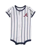 Infant Boys and Girls White Atlanta Braves Pinstripe Power Hitter Coverall