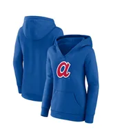 Women's Fanatics Royal Atlanta Braves Forbes Crossover V-Neck Pullover Hoodie