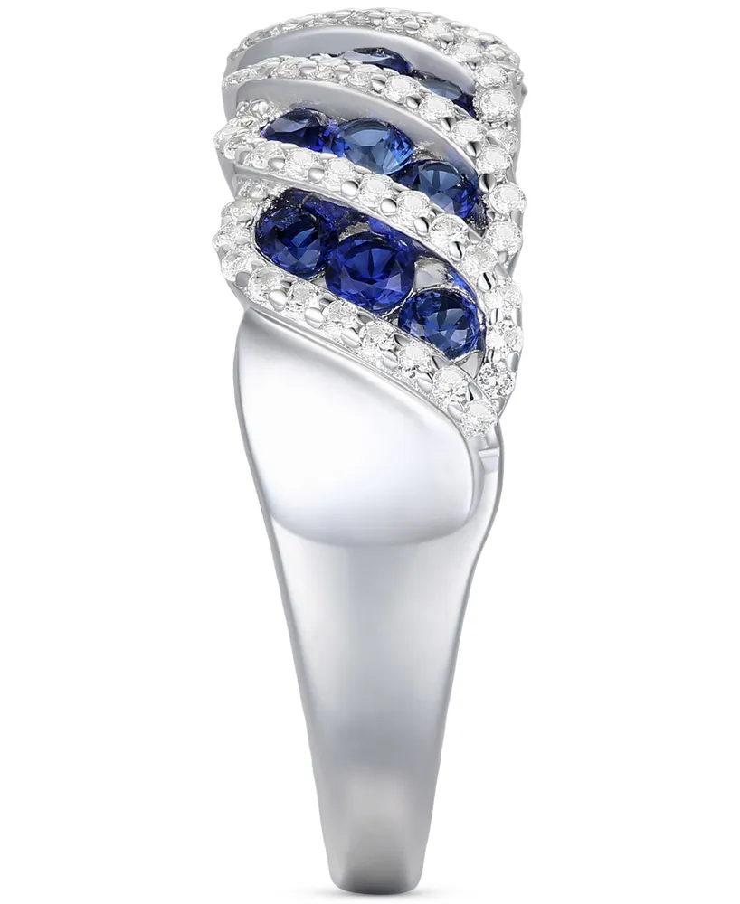 Sapphire (1 ct. t.w.) & Diamond (1/3 Diagonal Cluster Ring 14k Gold (Also Ruby Emerald)