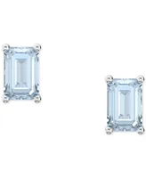 Swarovski Rose Gold-Tone Color Cushion-Cut Crystal Stud Earrings