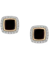 Wrapped Diamond Black Enamel Square Halo Stud Earrings (1/6 ct. t.w.) 10k Gold (Also Red Enamel), Created for Macy's
