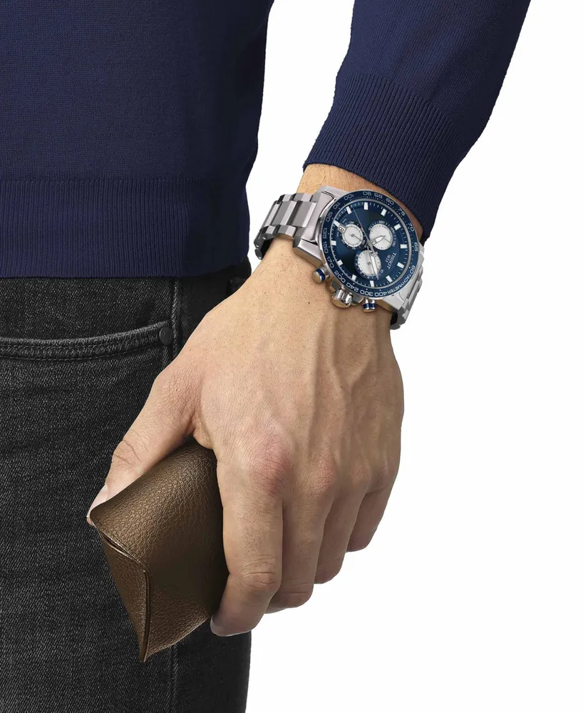 Tissot Men's Swiss Chronograph Supersport Stainless Steel Bracelet Watch 46mm