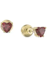 Swarovski Gold-Tone Crystal Heart Stud Earrings