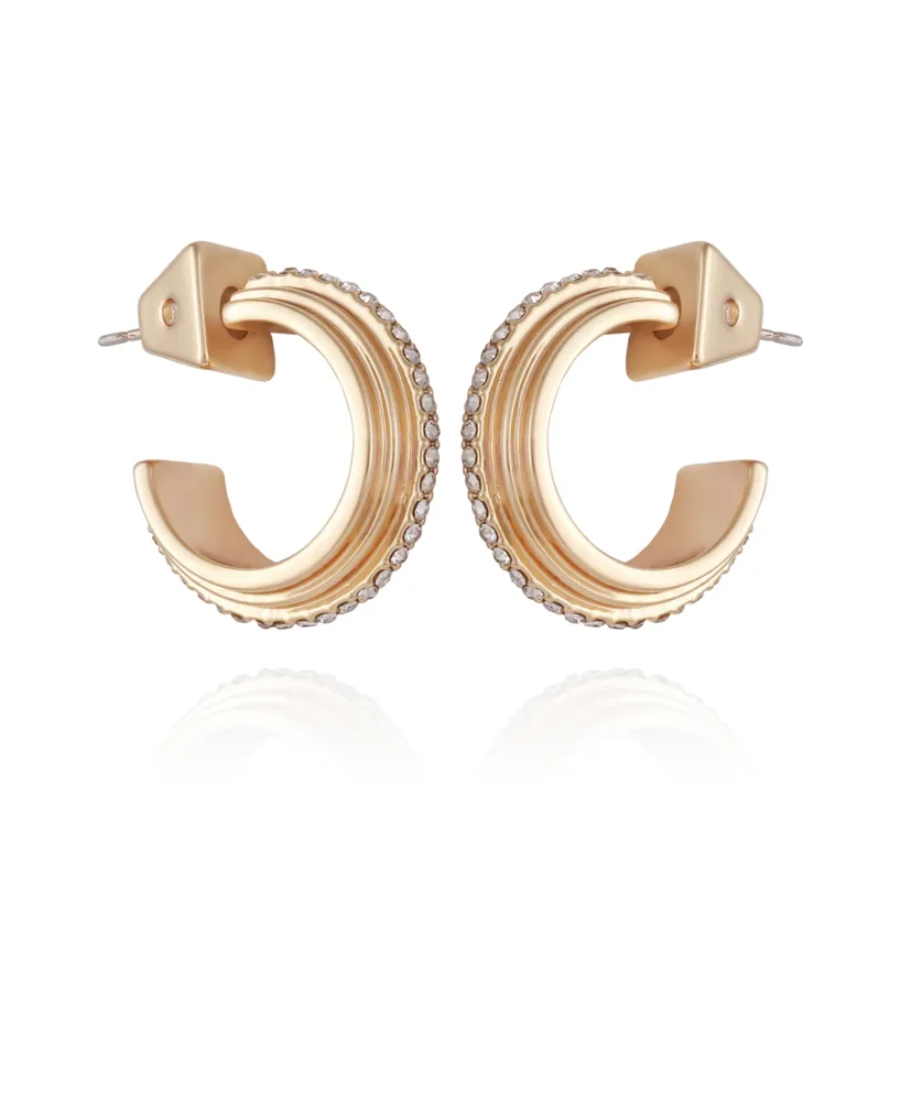 Vince Camuto 14K Gold-Plated and Crystal Huggie Hoop Earring - 14K Gold