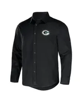 Men's Nfl x Darius Rucker Collection by Fanatics Black Green Bay Packers Convertible Twill Long Sleeve Button-Up Shirt