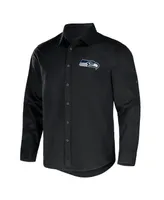Men's Nfl x Darius Rucker Collection by Fanatics Black Seattle Seahawks Convertible Twill Long Sleeve Button-Up Shirt