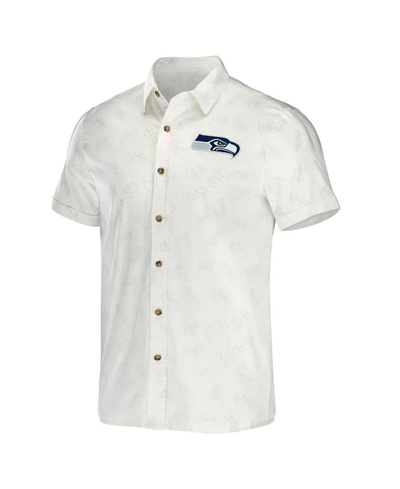 Men's Nfl x Darius Rucker Collection by Fanatics White Seattle Seahawks Woven Button-Up T-shirt