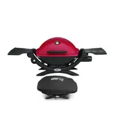 Weber Q 1200 Liquid Propane Grill (Red) With Grill Cover