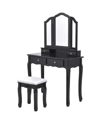 Makeup Table Stool Set Tri Folding Mirror Vanity