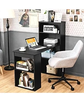 Costway Computer Desk Writing Workstation Office 6-Tier Storage Shelves