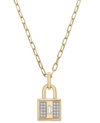 Wrapped Diamond Padlock 18" Pendant Necklace (1/6 ct. t.w.) in 14k Gold-Plated Sterling Silver, Created for Macy's - Gold