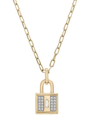 Wrapped Diamond Padlock 18" Pendant Necklace (1/6 ct. t.w.) in 14k Gold-Plated Sterling Silver, Created for Macy's