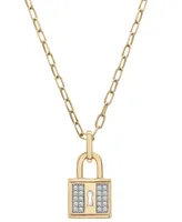 Wrapped Diamond Padlock 18" Pendant Necklace (1/6 ct. t.w.) in 14k Gold-Plated Sterling Silver, Created for Macy's - Gold