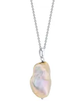 Cultured Natural Color Freshwater Pearl (12-14mm) 18" Pendant Necklace in Sterling Silver