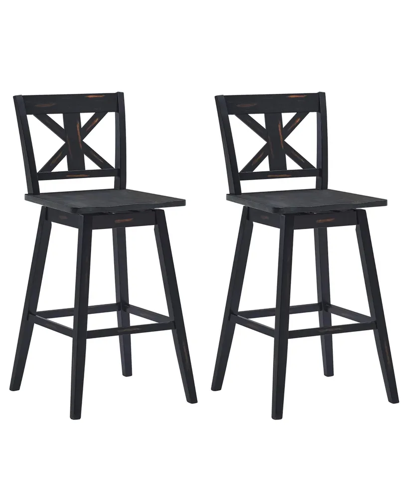 Costway Set of 2 Bar Stools Swivel Pub Height Chairs