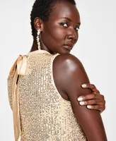 kensie Women's Sequined-Mesh Sleeveless Shift Dress