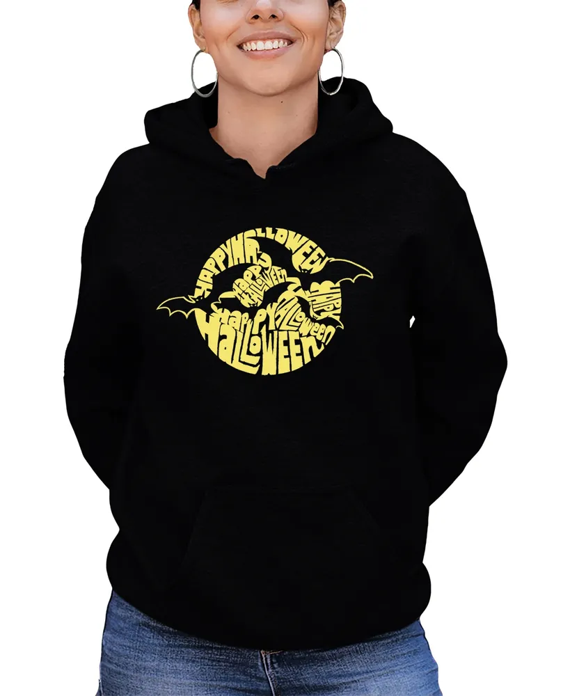 La Pop Art Women's Halloween Bats Word Hooded Sweatshirt