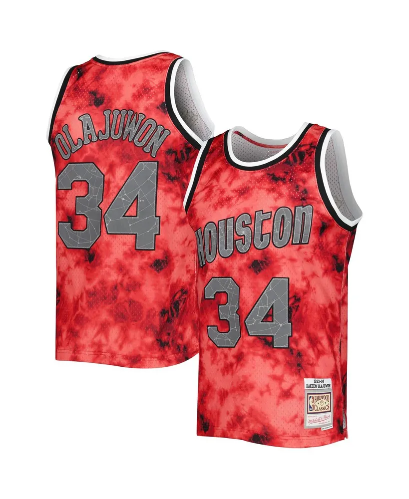 Men's Mitchell & Ness Hakeem Olajuwon Red Houston Rockets 1993-94 Galaxy Swingman Jersey