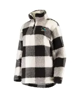 Women's G-iii 4Her by Carl Banks Black and White San Jose Sharks Plaid Sherpa Quarter-Zip Jacket