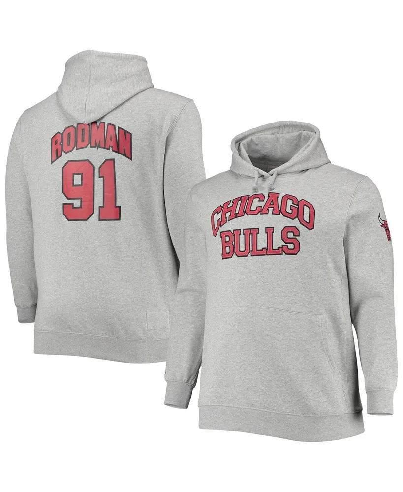 Men's Mitchell & Ness Dennis Rodman Heathered Gray Chicago Bulls Big and Tall Name Number Pullover Hoodie