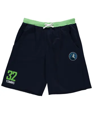 Men's Karl-Anthony Towns Navy Minnesota Timberwolves Big and Tall French Terry Name Number Shorts