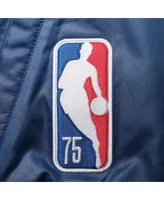 Men's Nike Blue Nba 75th Anniversary Courtside Satin Full-Snap Jacket