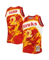 Men's Mitchell & Ness Stacey Augmon Red Atlanta Hawks 1991-92 Hardwood Classics Marble Swingman Jersey