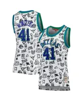 Women's Mitchell & Ness Dirk Nowitzki White Dallas Mavericks 1998 Doodle Swingman Jersey