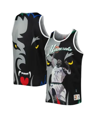Men's Mitchell & Ness Kevin Garnett Black and Gray Minnesota Timberwolves Sublimated Player Tank Top