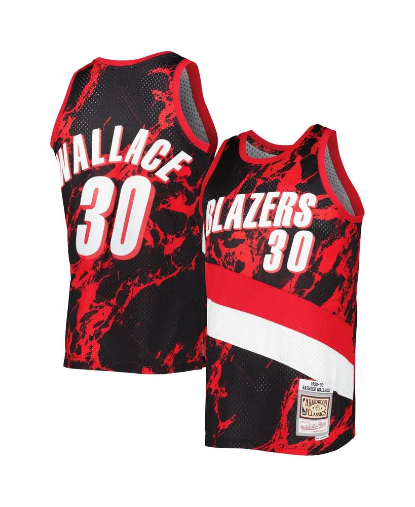 Men's Mitchell & Ness Rasheed Wallace Black Portland Trail Blazers 1999-00 Hardwood Classics Marble Swingman Jersey