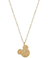 Disney Cubic Zirconia Mickey Mouse Star 18" Pendant Necklace in 18k Gold-Plated Sterling Silver