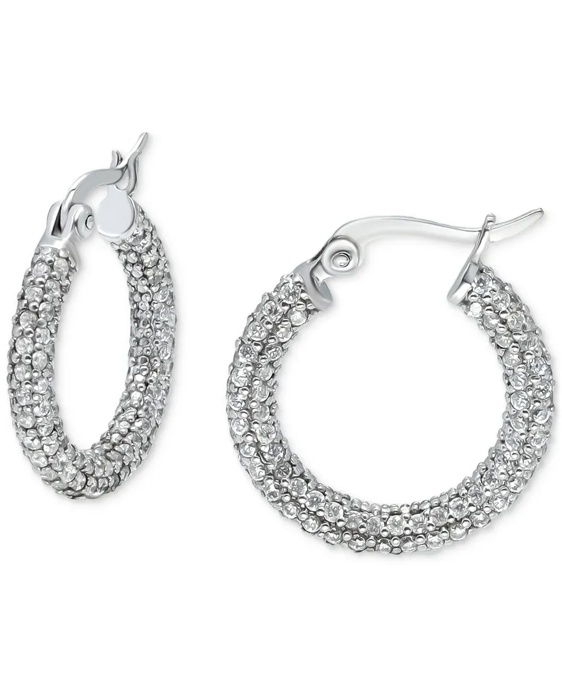 Giani Bernini Cubic Zirconia Pave Small Hoop Earrings in Sterling Silver, 0.75", Created for Macy's