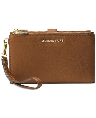 Michael Kors Adele Double-Zip Pebble Leather Phone Wristlet