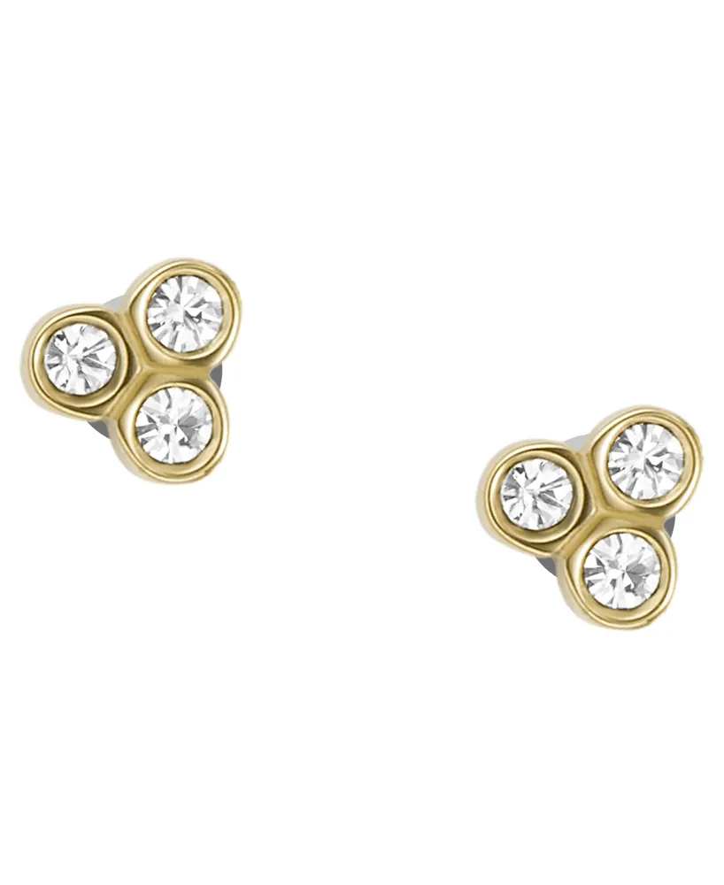 Fossil Sutton Trio Glitz Gold-tone Stainless Steel Stud Earrings - Gold