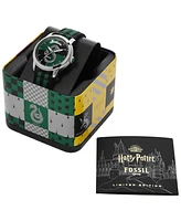 Fossil Unisex Limited Edition Harry Potter Slytherin Black Green Nylon Strap Watch, 40mm