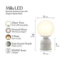 Brightech Mila 10" Dimmable Led Table Lamp with Marble Base