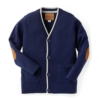 Hope & Henry Boys Organic Tipped Cardigan with Elbow Patches