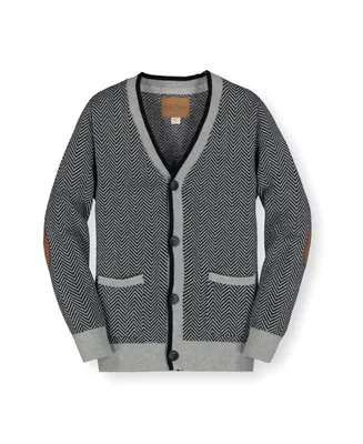 Hope & Henry Boys Organic Tipped Cardigan with Elbow Patches, Infant