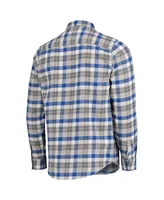 Men's Antigua Blue, Gray St. Louis Blues Ease Plaid Button-Up Long Sleeve Shirt