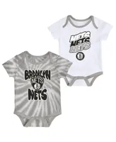 Infant Boys and Girls White, Gray Brooklyn Nets Tie-Dye Two-Pack Bodysuit Set