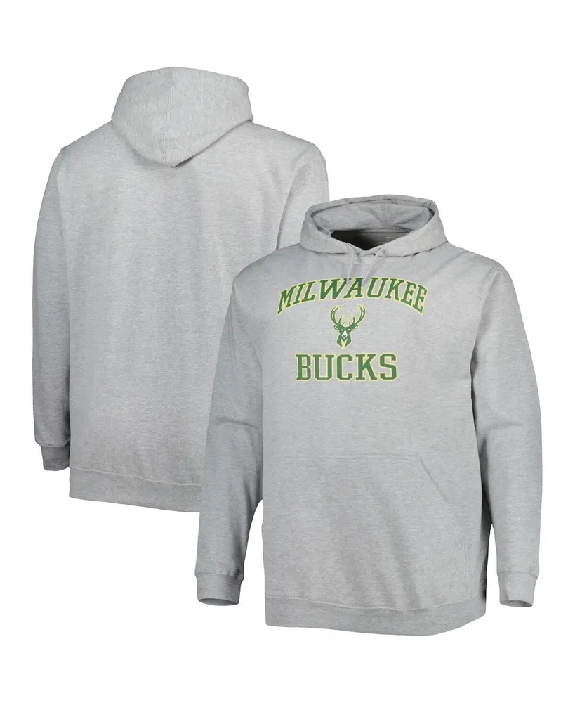 Men's Heathered Gray Milwaukee Bucks Big and Tall Heart Soul Pullover Hoodie