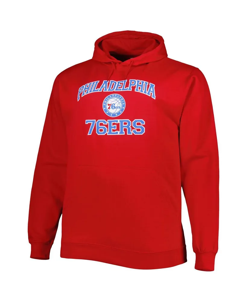 Men's Red Philadelphia 76ers Big and Tall Heart and Soul Pullover Hoodie