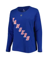 Women's Mika Zibanejad Blue New York Rangers Plus Name and Number Long Sleeve T-shirt