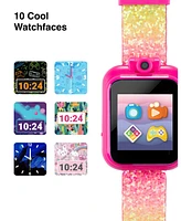 Playzoom Kid's Rainbow Glitter Silicone Strap Touchscreen Smart Watch 42mm with Earbuds Gift Set